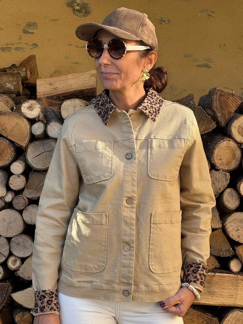 Veste camel léopard jean saharienne NOELA