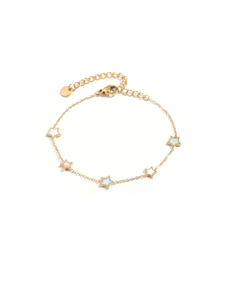 Bracelet étoiles pastel doré acier inoxydable