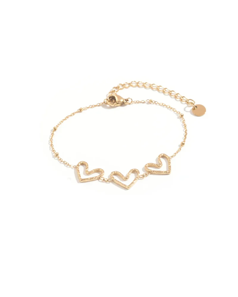 Bracelet trois cœurs doré acier inoxydable