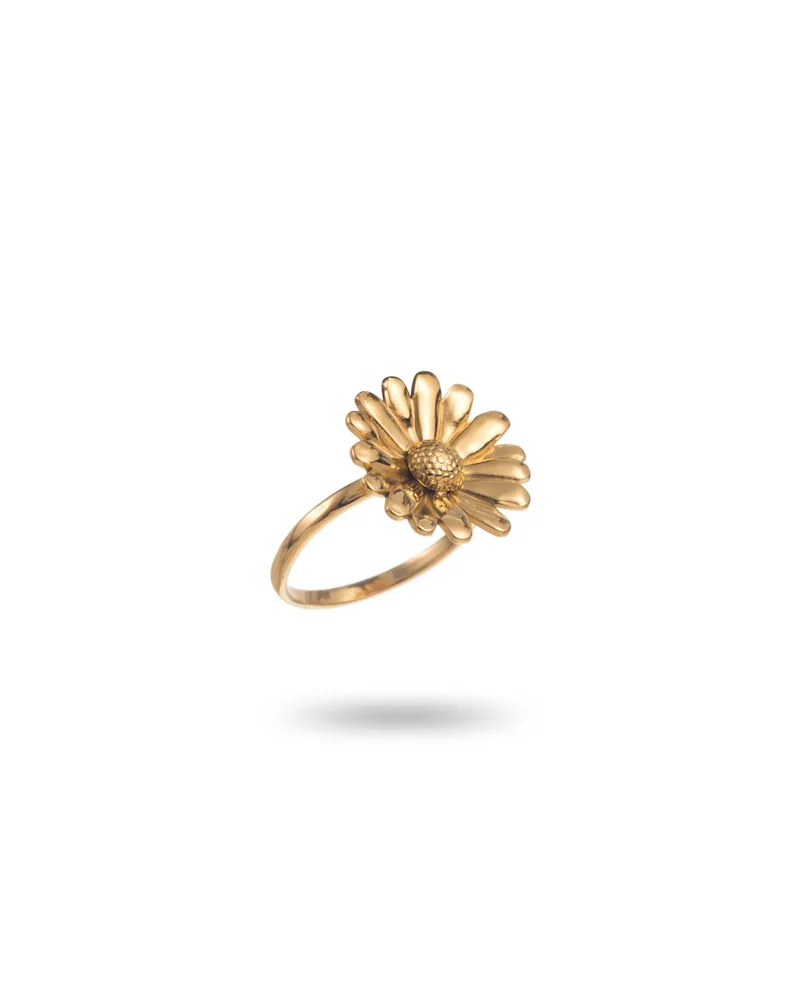 Bague marguerite dorée en acier inoxydable