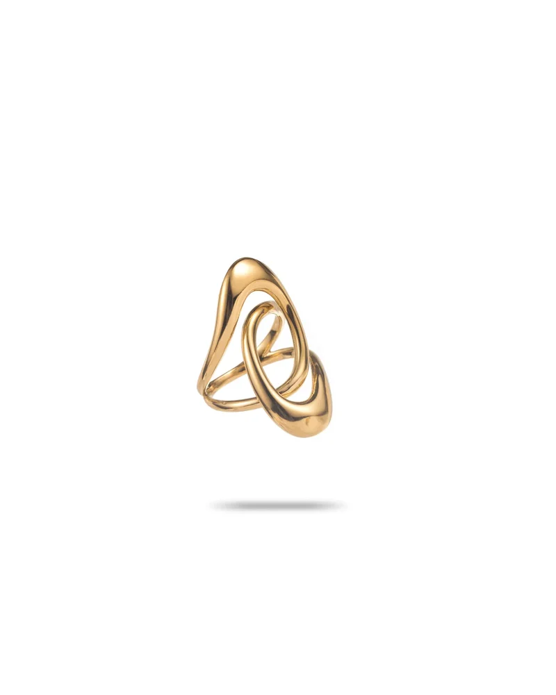 Bague dorée entrelacé ajouré acier inoxydable