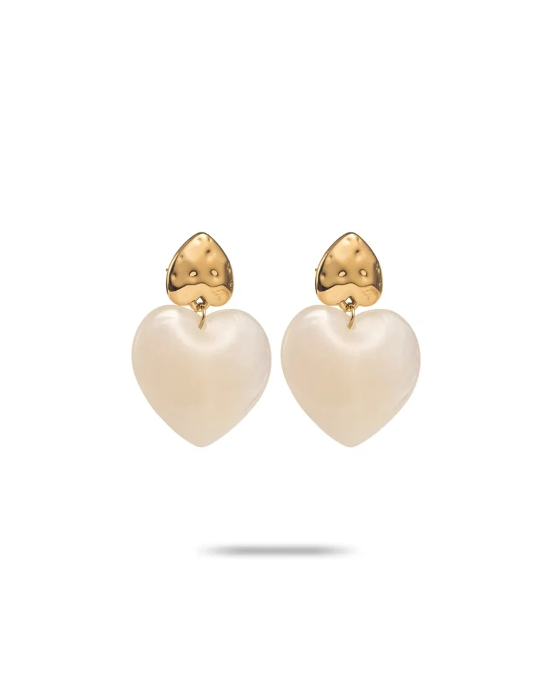 Boucle d’oreilles cœur nacré acier inoxydable