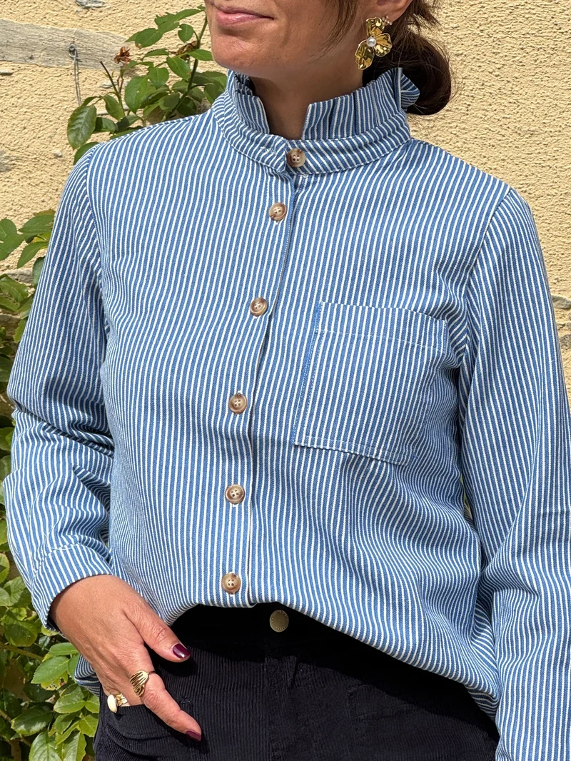 Chemise rayures tennis bleues fond blanc CHARLIE In April 1986