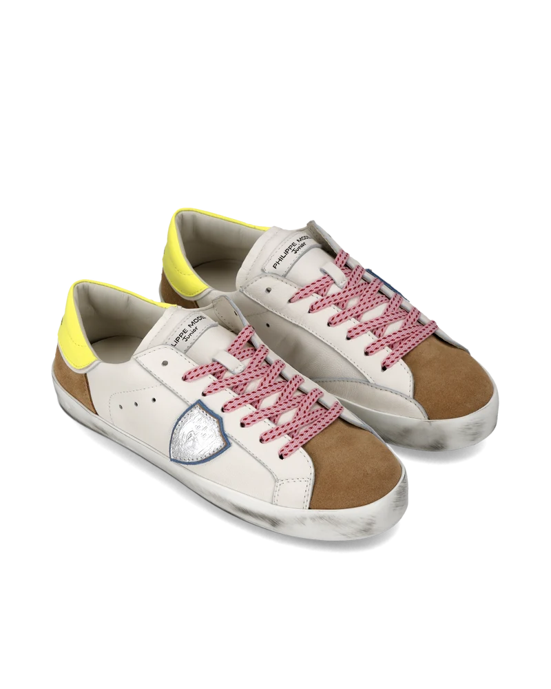 Sneaker Prsx Junior, White Cognac Neon Yellow