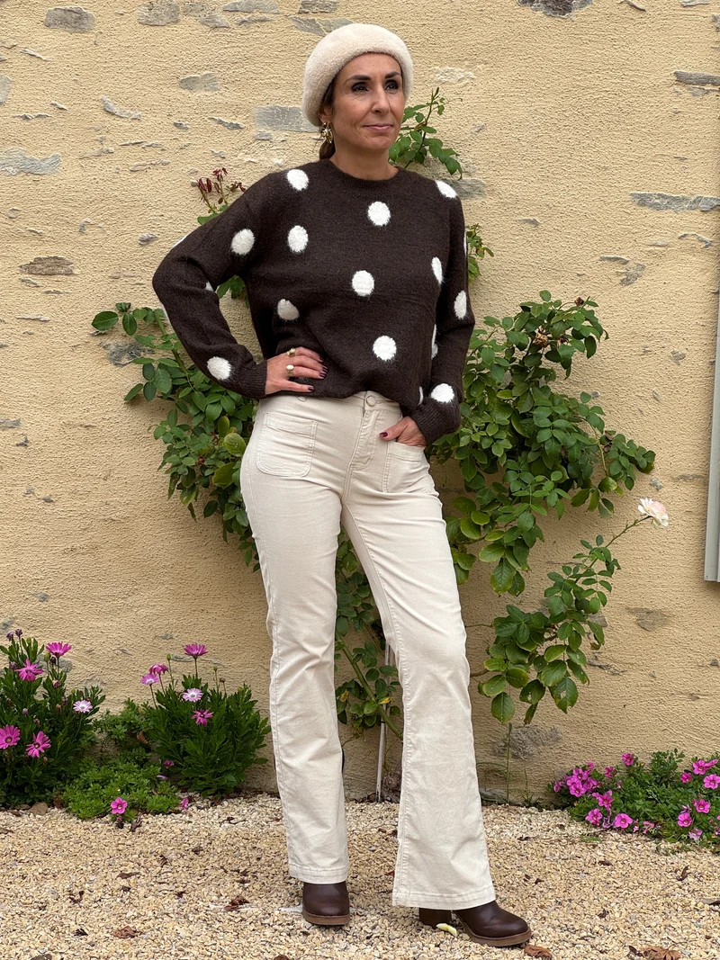 Pantalon écru velours lisse SONNY La Petite Étoile