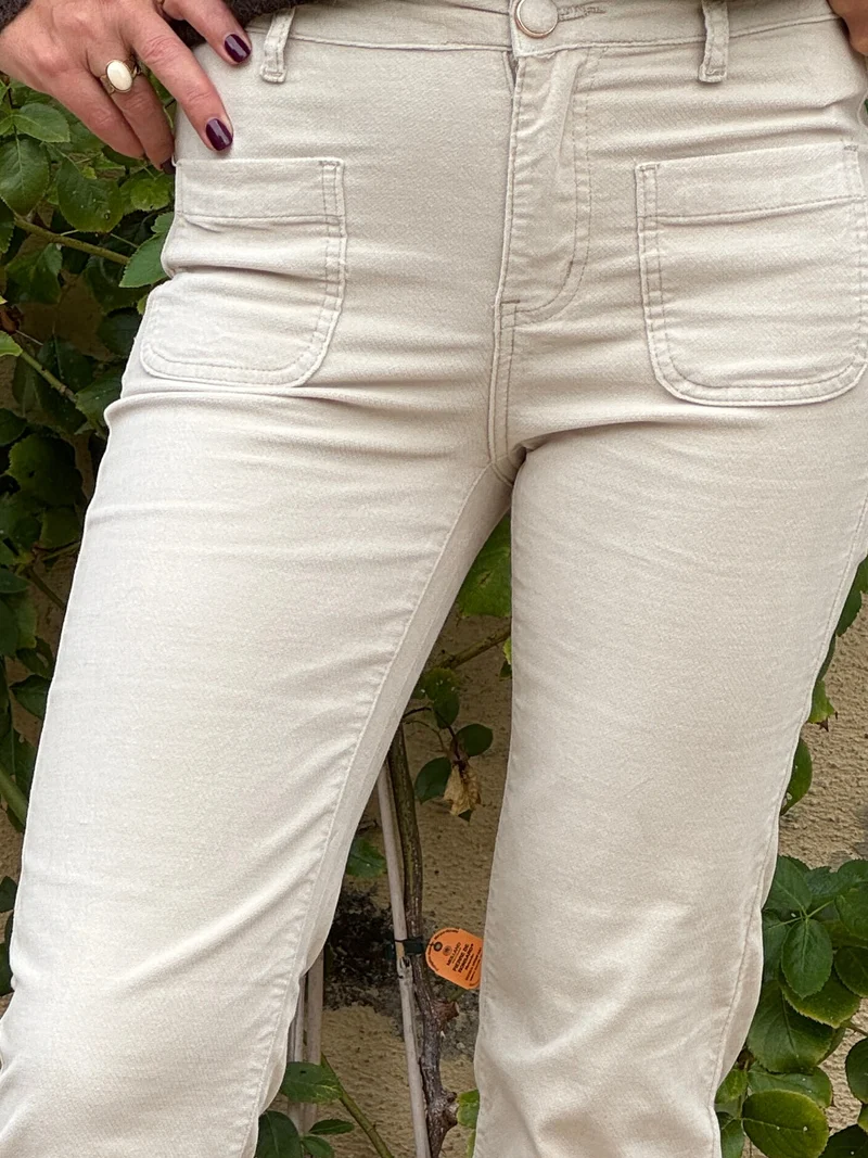 Pantalon écru velours lisse SONNY La Petite Étoile
