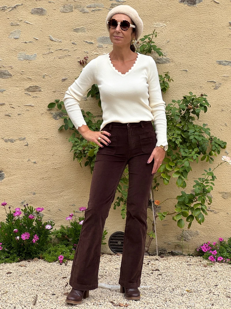 Pantalon marron velours lisse SONNY La Petite Étoile