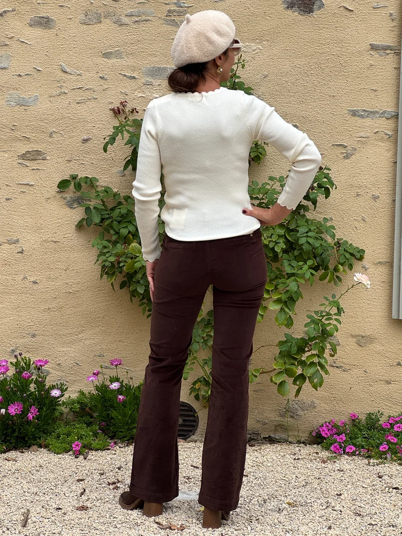 Pantalon marron velours lisse SONNY La Petite Étoile