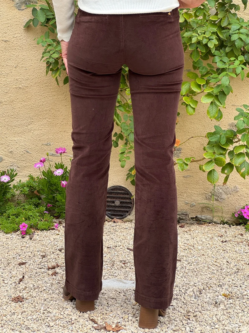 Pantalon marron velours lisse SONNY La Petite Étoile