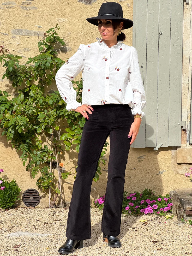 Pantalon noir velours lisse SONNY La Petite Étoile