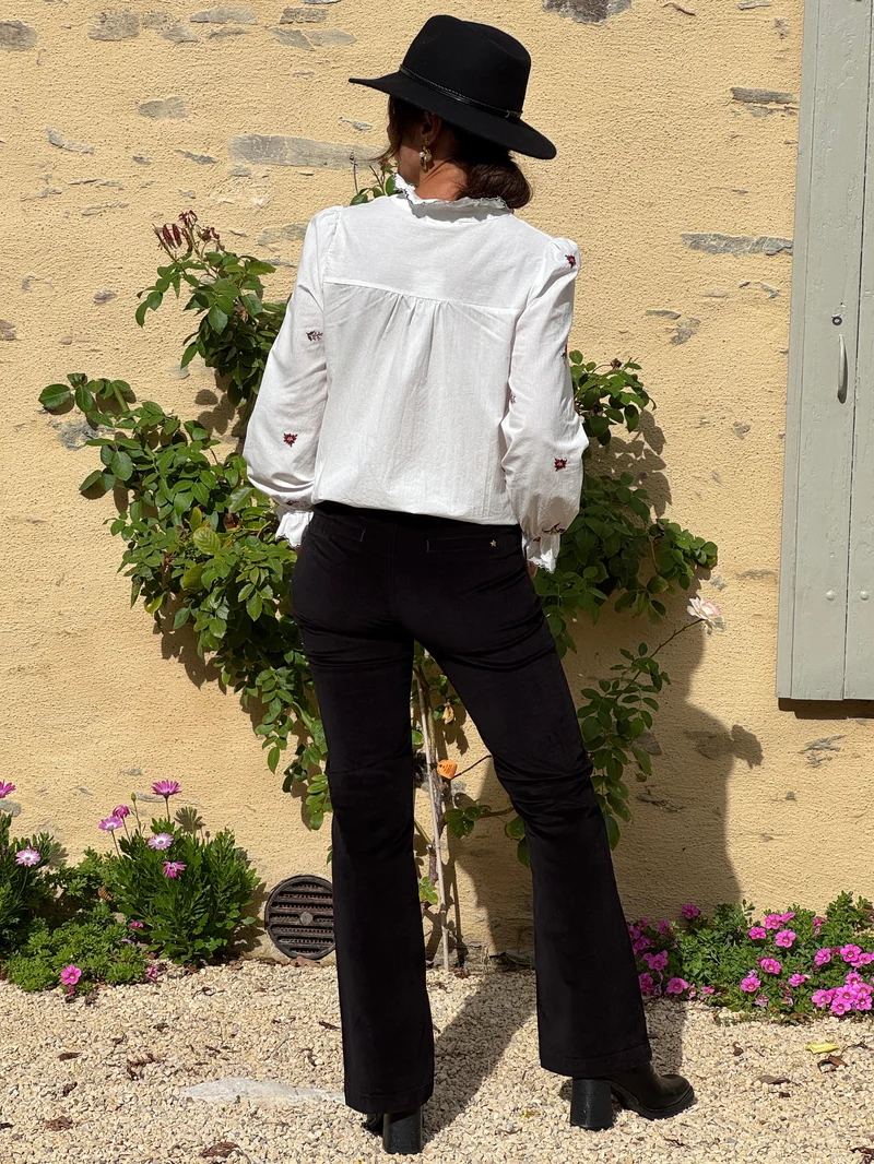 Pantalon noir velours lisse SONNY La Petite Étoile