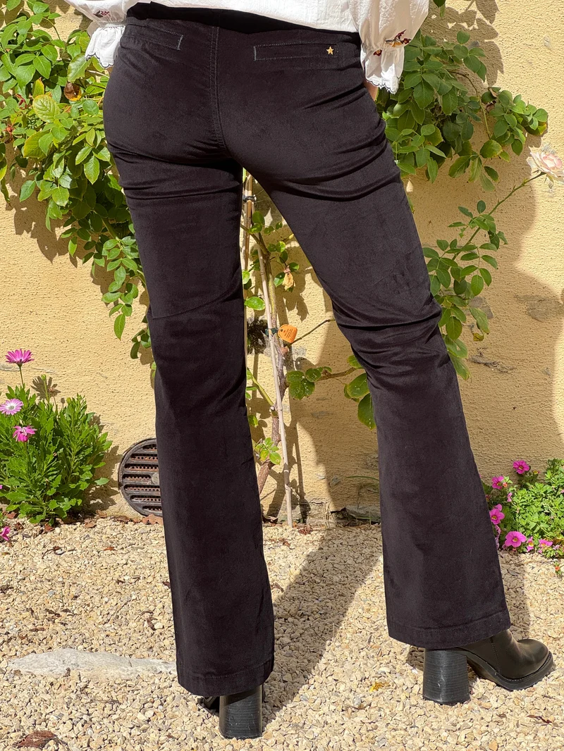 Pantalon noir velours lisse SONNY La Petite Étoile