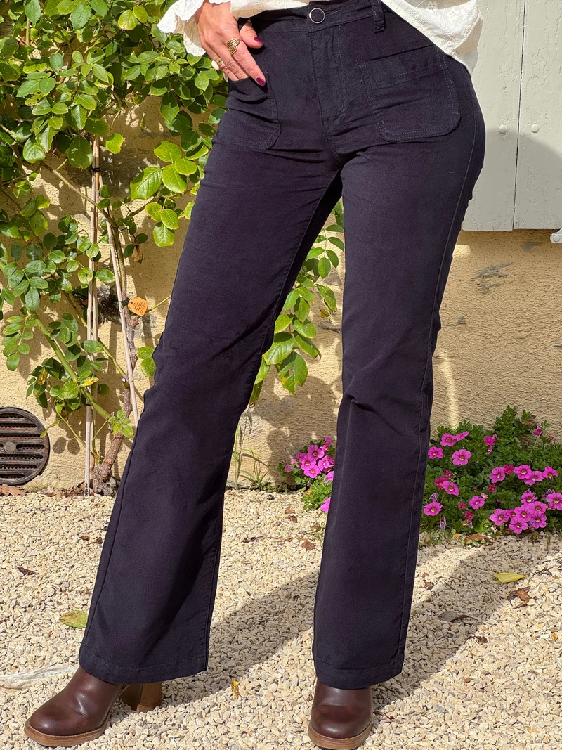 Pantalon marine velours lisse SONNY La Petite Étoile