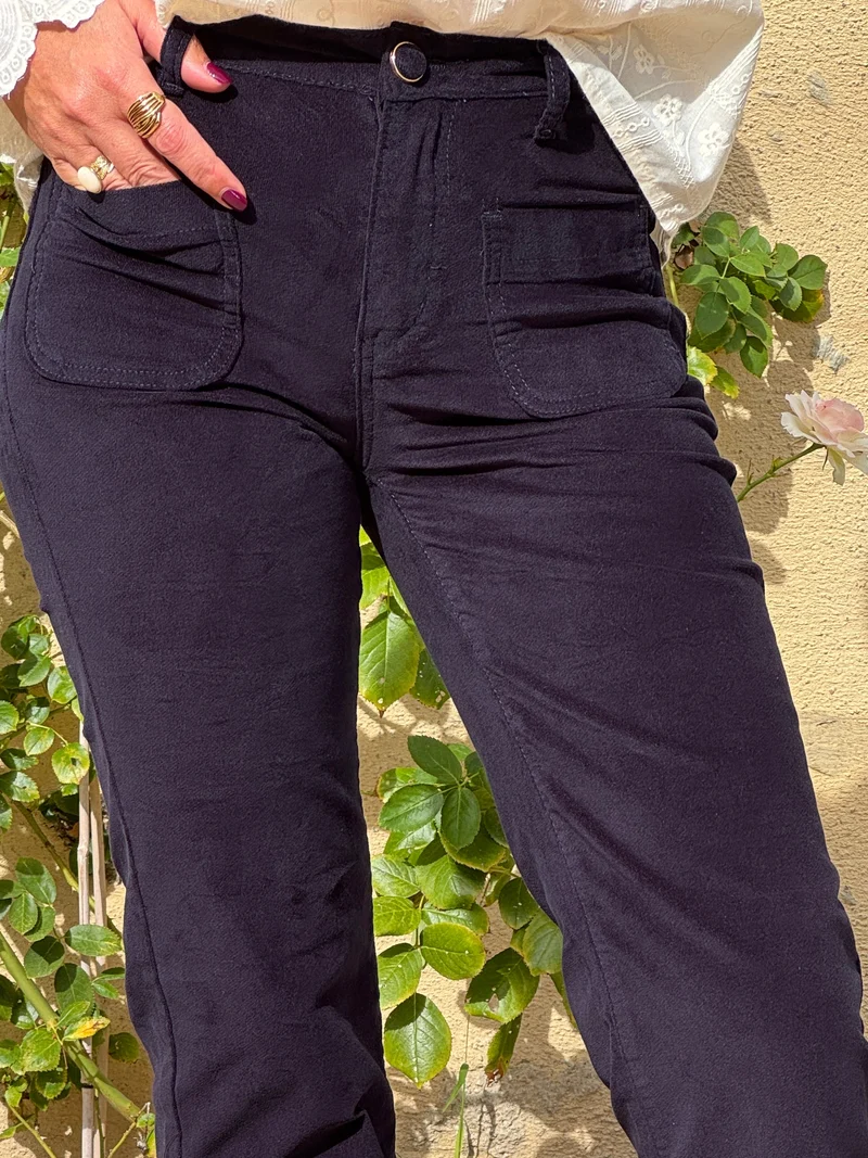 Pantalon marine velours lisse SONNY La Petite Étoile