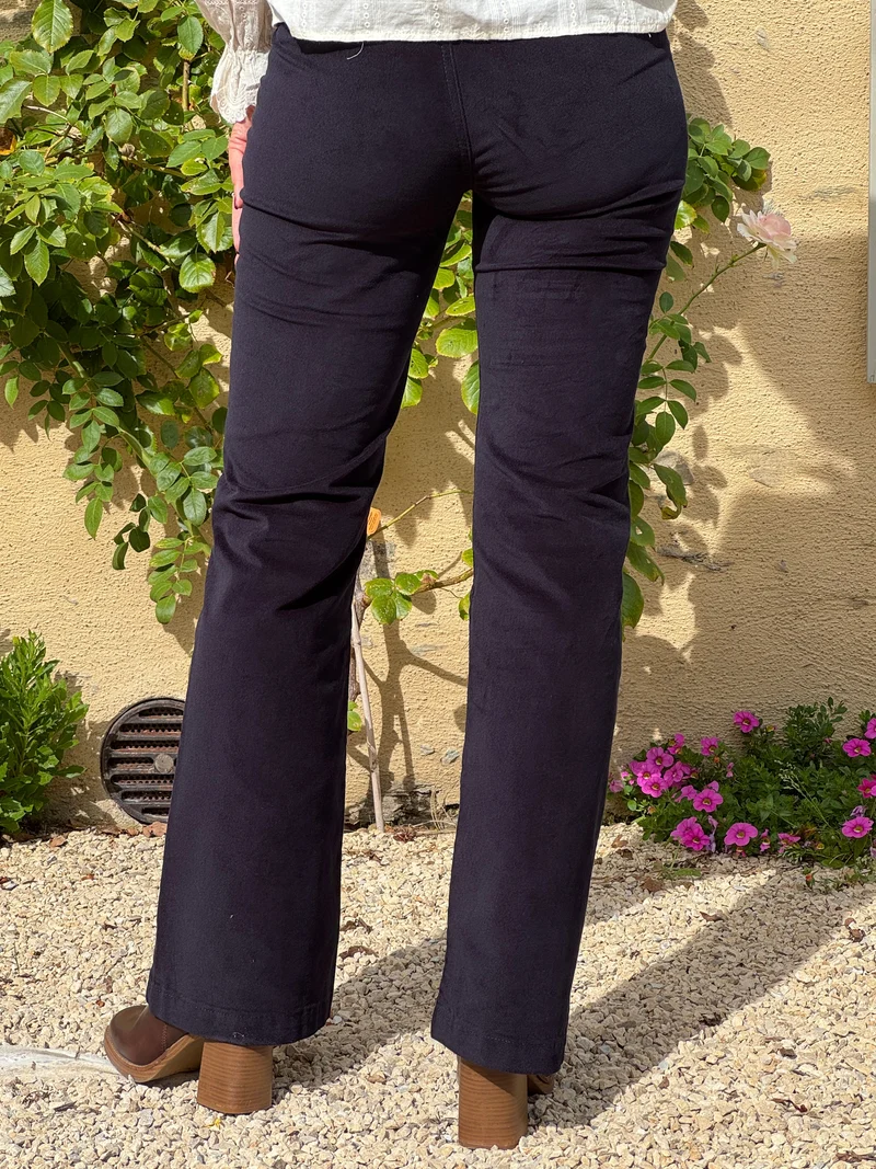 Pantalon marine velours lisse SONNY La Petite Étoile