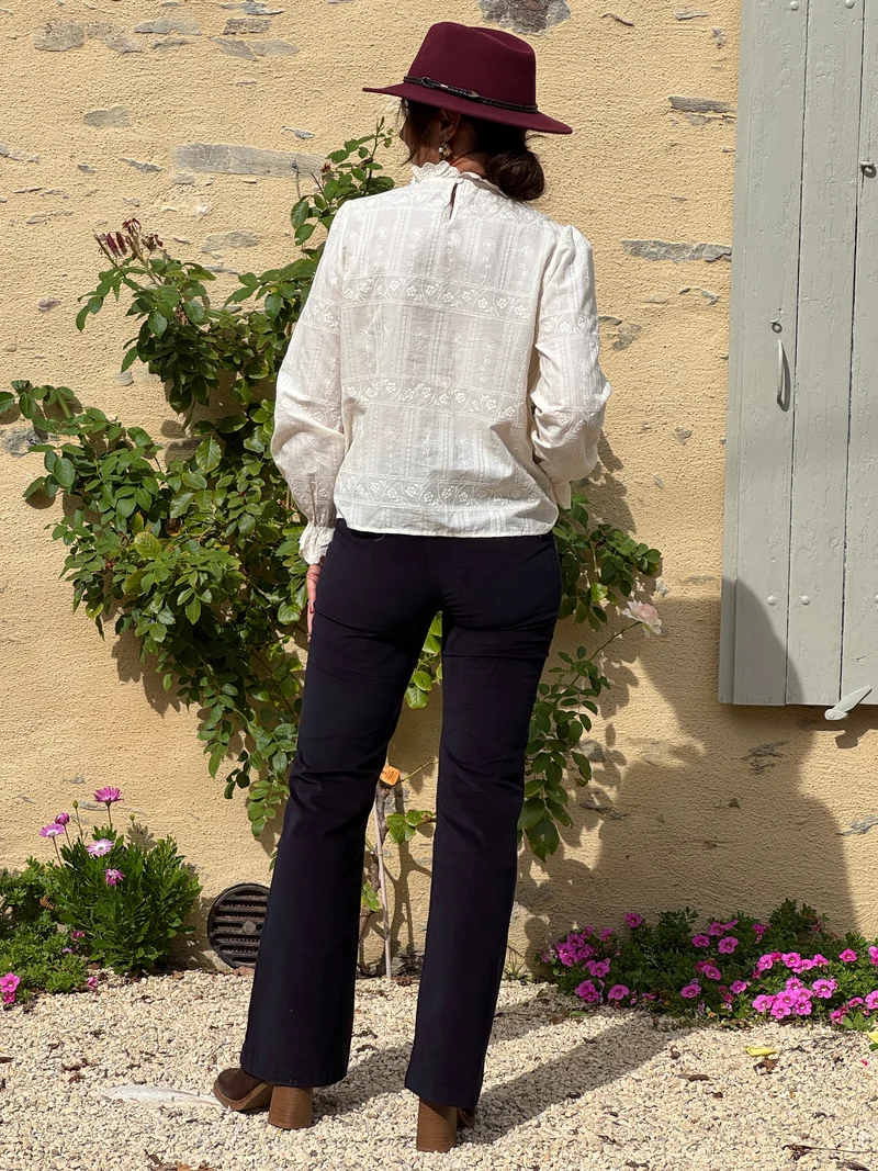 Pantalon marine velours lisse SONNY La Petite Étoile