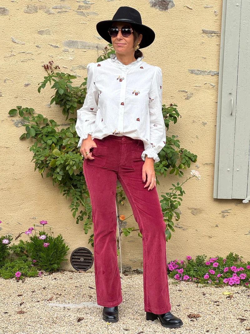 Pantalon bordeaux velours lisse SONNY La Petite Étoile