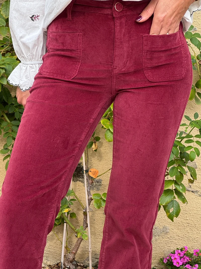 Pantalon bordeaux velours lisse SONNY La Petite Étoile