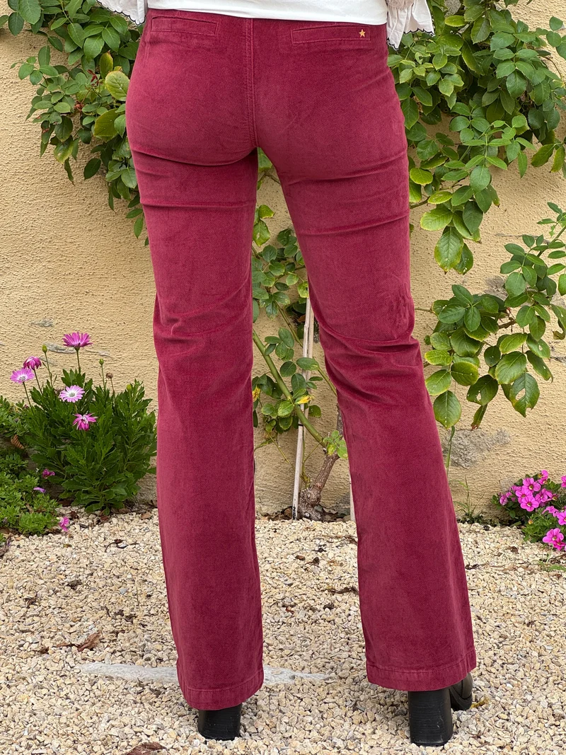 Pantalon bordeaux velours lisse SONNY La Petite Étoile