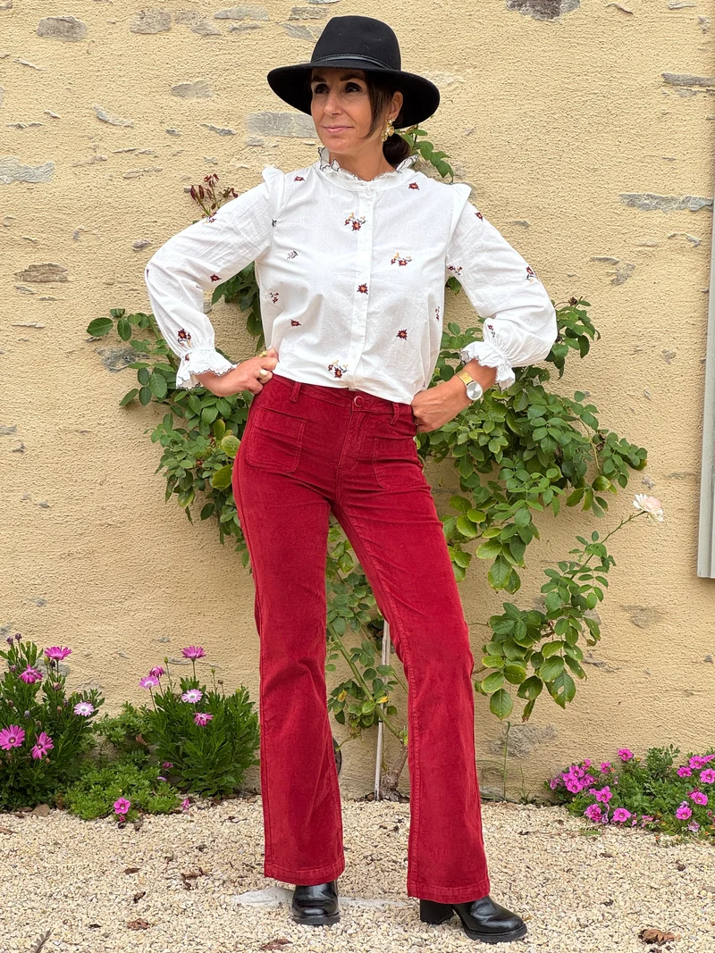 Pantalon brique velours lisse SONNY La Petite Étoile