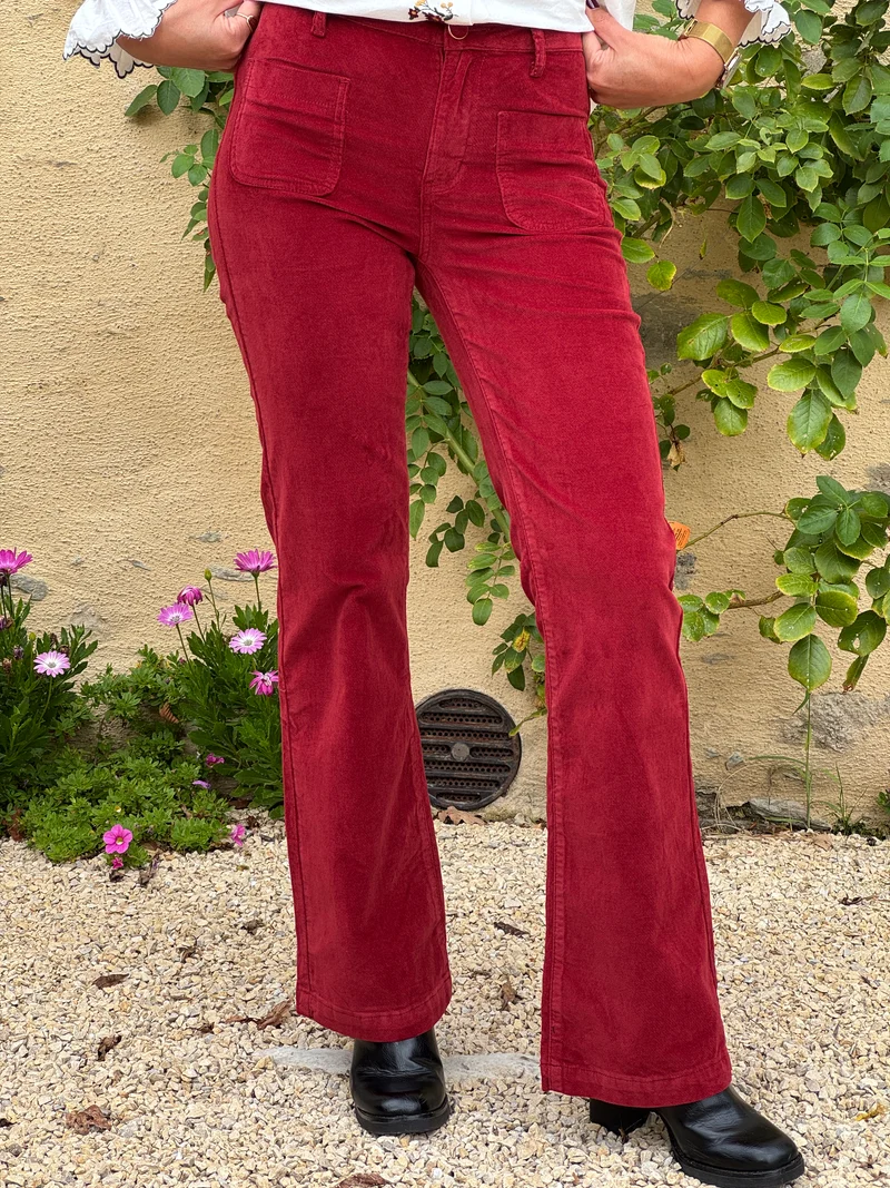 Pantalon brique velours lisse SONNY La Petite Étoile