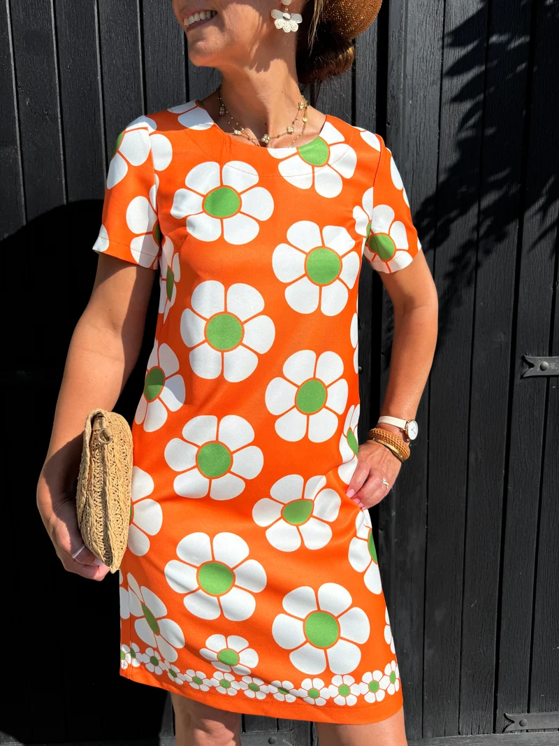 Robe SEVENTIES n°127 orange Hippocampe