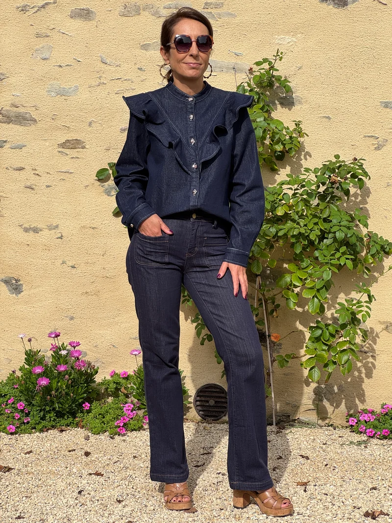 Chemise jean brut volant CALYANE
