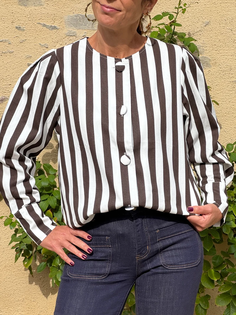 Chemise rayures verticales chocolat et blanc ELOWEN