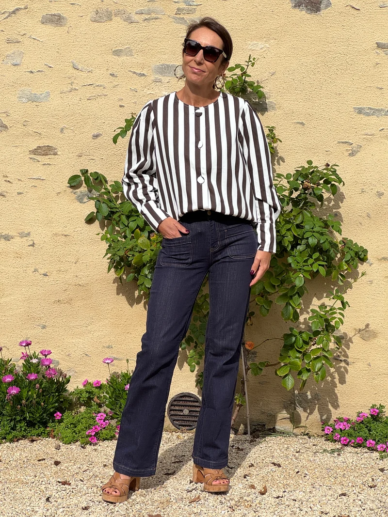 Chemise rayures verticales chocolat et blanc ELOWEN