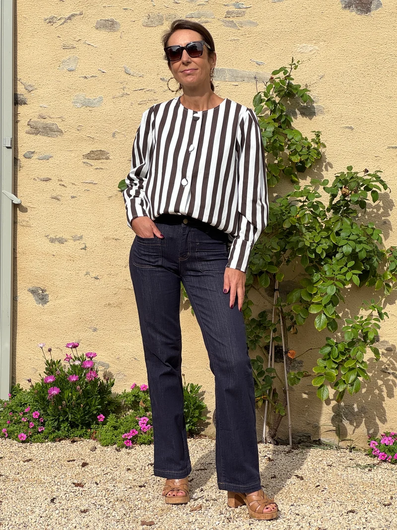 Chemise rayures verticales chocolat et blanc ELOWEN