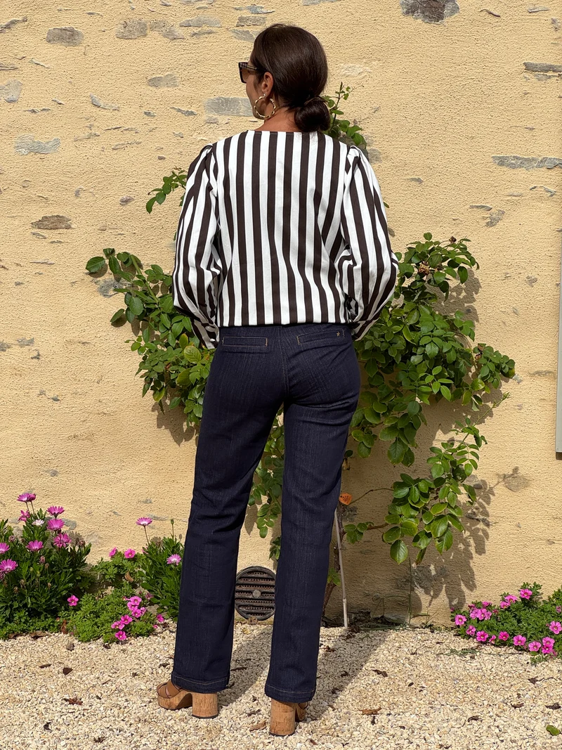 Chemise rayures verticales chocolat et blanc ELOWEN