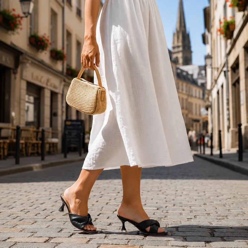 Women's Sandal with a Refined Square Toe and Easy to Slip On