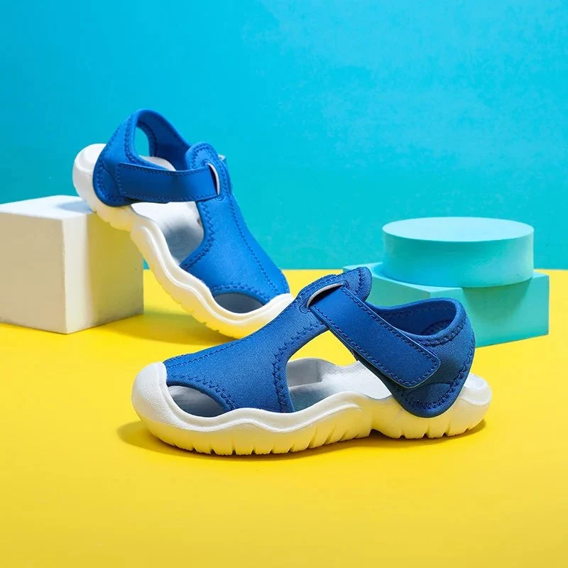 Children's Blue Closed-Toe Sandals, Soft and Non-Slip