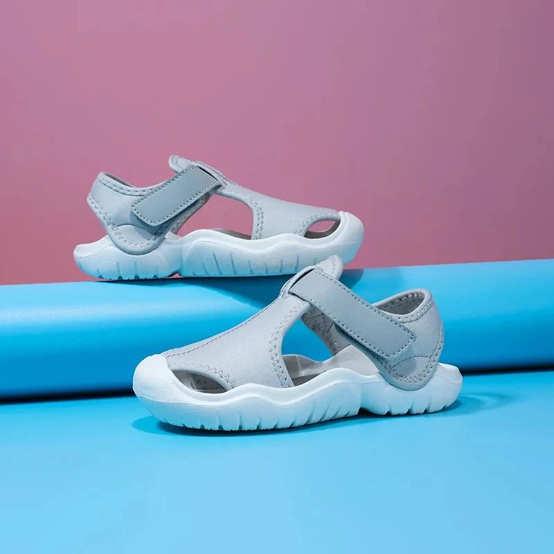 Children's Blue Closed-Toe Sandals, Soft and Non-Slip