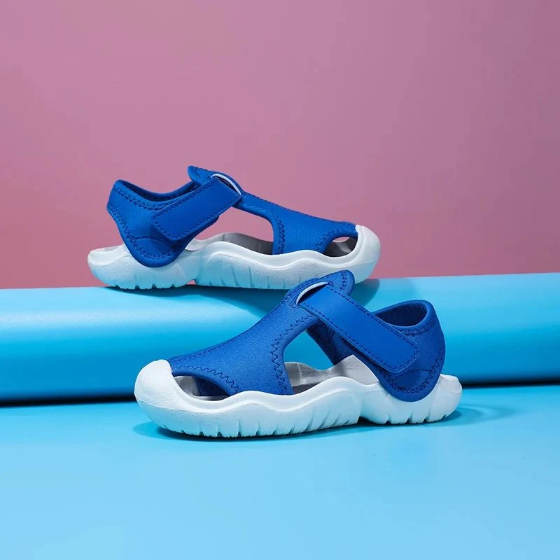 Children's Blue Closed-Toe Sandals, Soft and Non-Slip