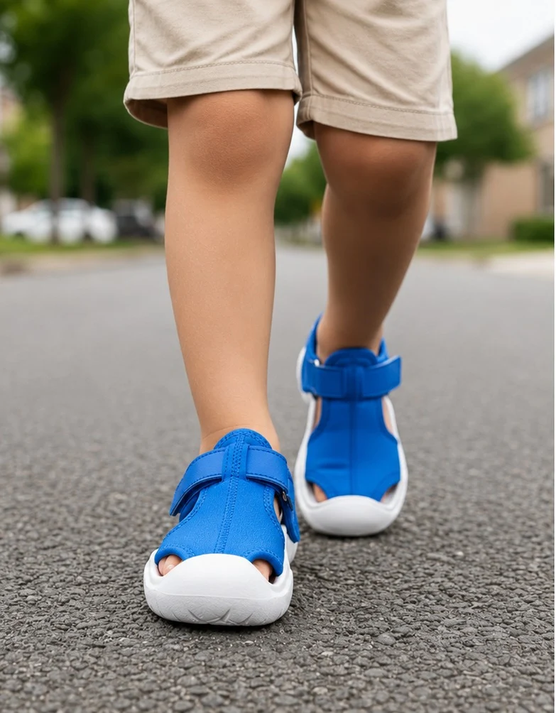 Children's Blue Closed-Toe Sandals, Soft and Non-Slip