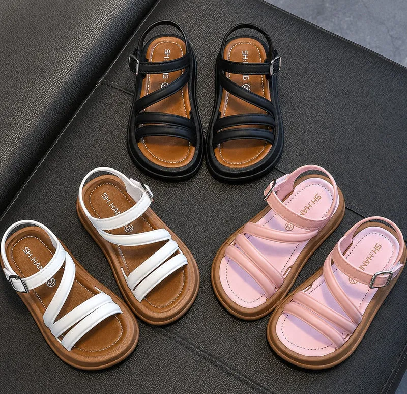 Girls' Flat Sandals with Flexible Soles and Chic Style