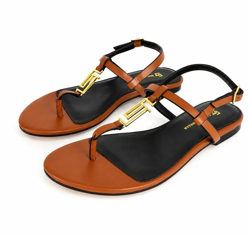 Luxury Genuine Leather Flat Sandals