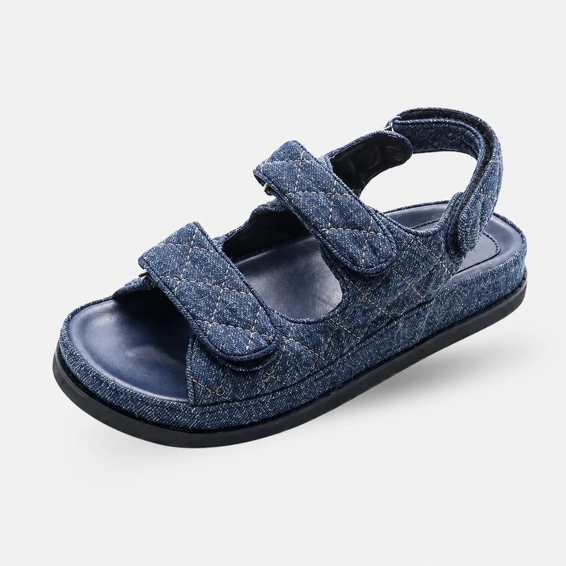 Blue Roman Style Sandals with Velcro