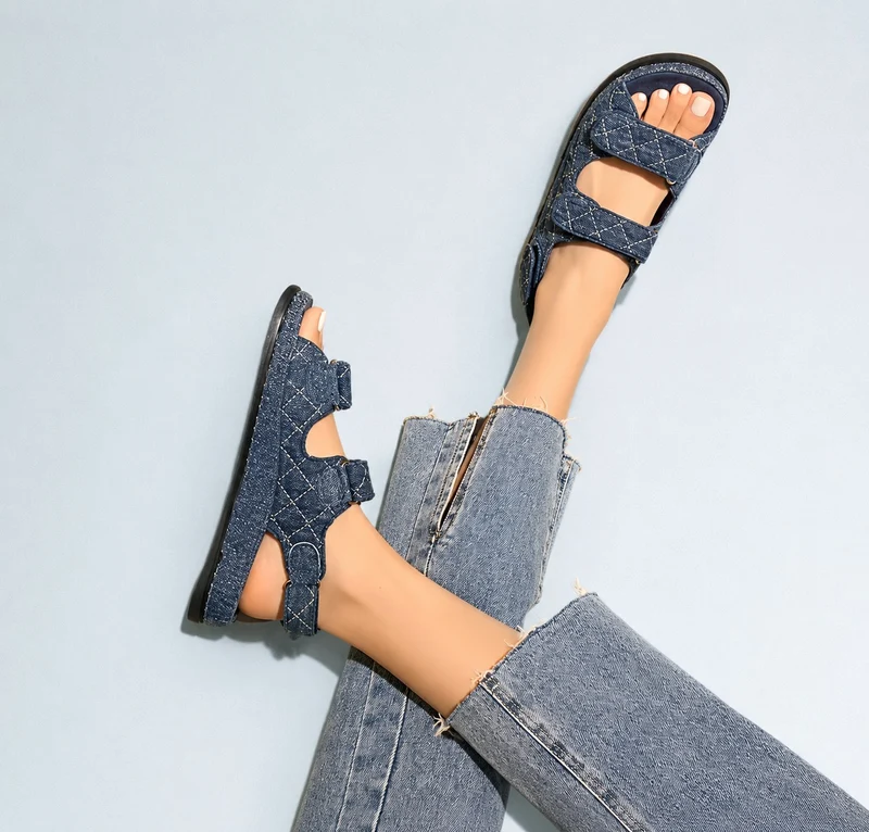 Blue Roman Style Sandals with Velcro