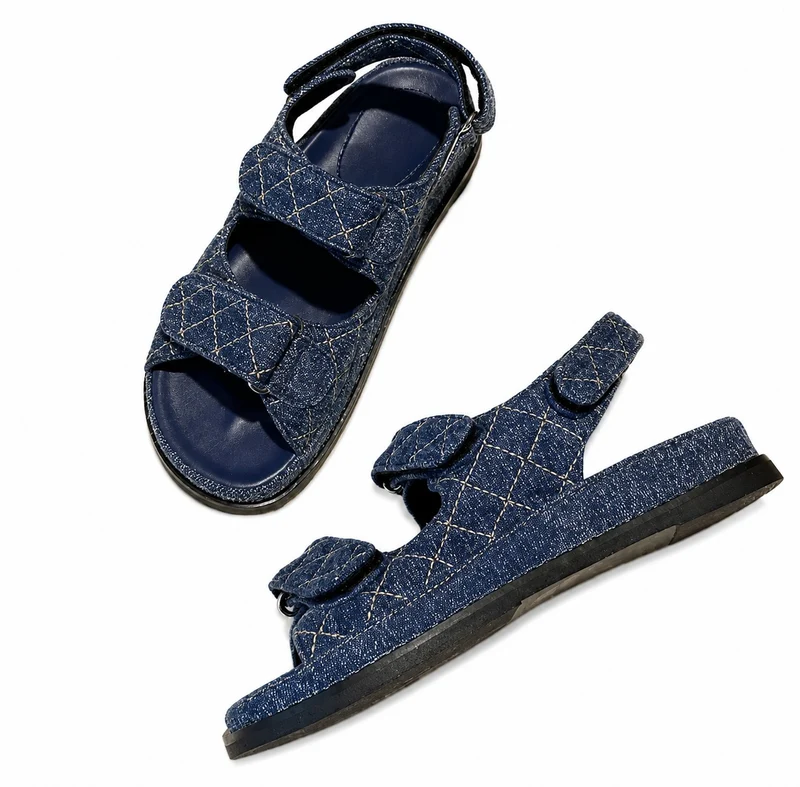 Blue Roman Style Sandals with Velcro
