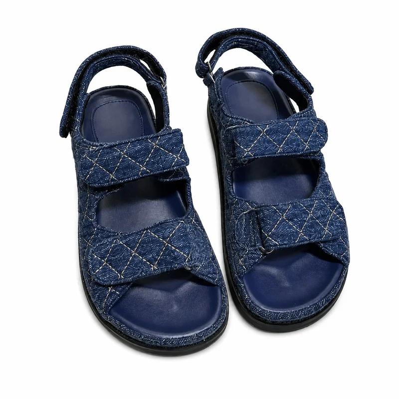 Blue Roman Style Sandals with Velcro