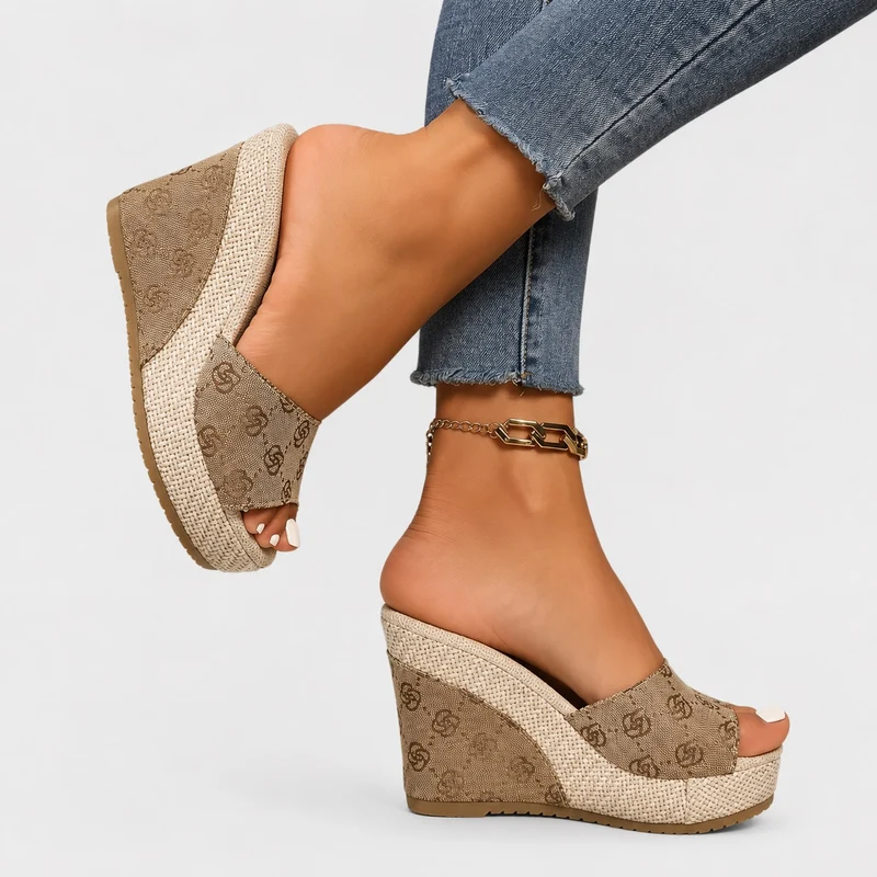 Elegant Style High Heel Wedge Sandals