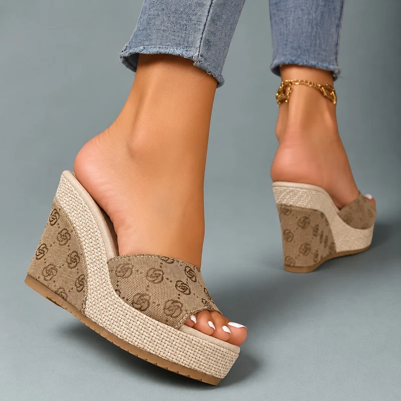 Elegant Style High Heel Wedge Sandals