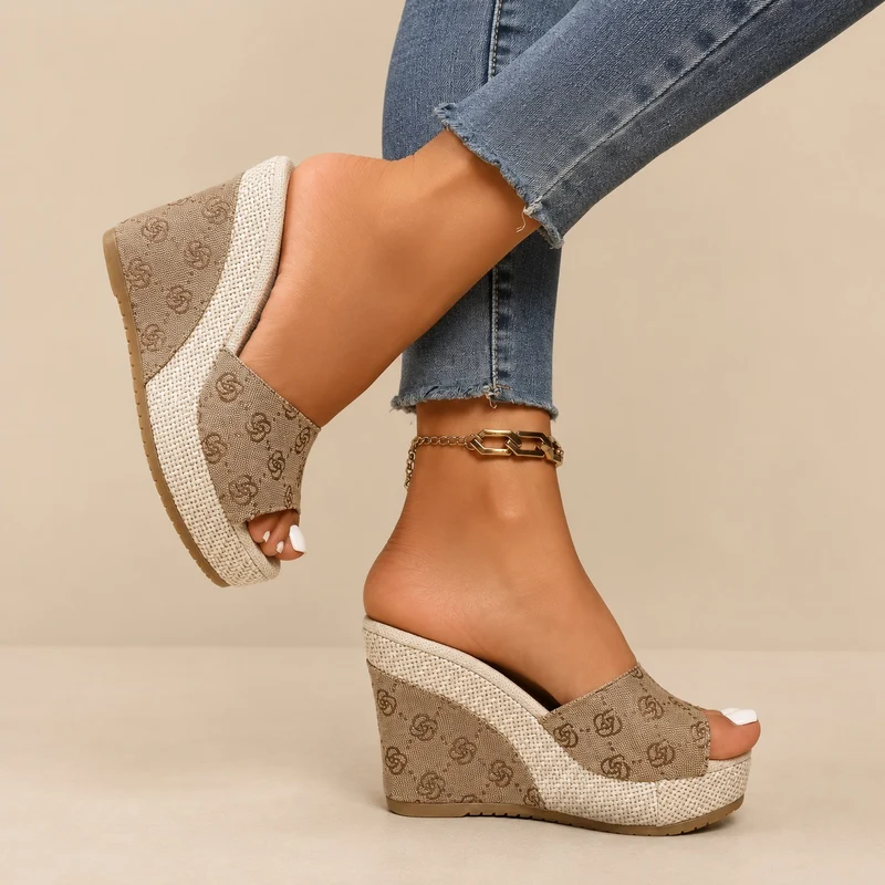 Elegant Style High Heel Wedge Sandals