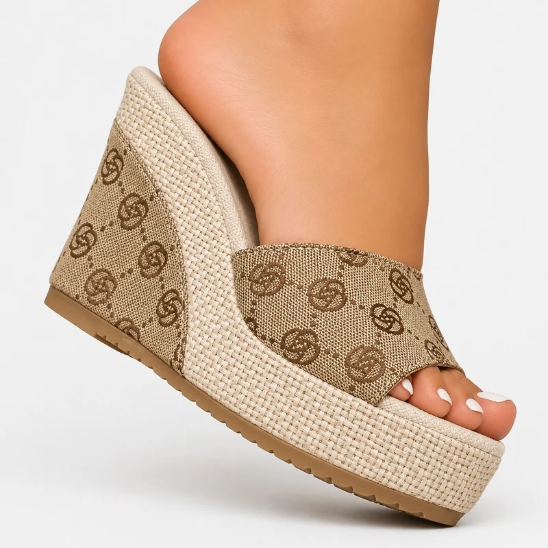 Elegant Style High Heel Wedge Sandals