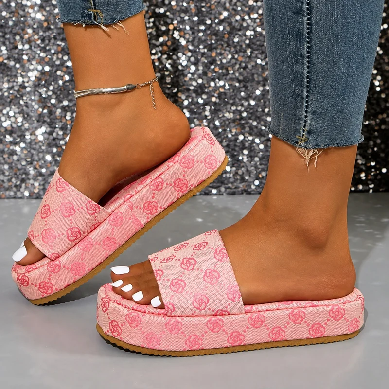 Summer Casual Style Floral Platform Sandals