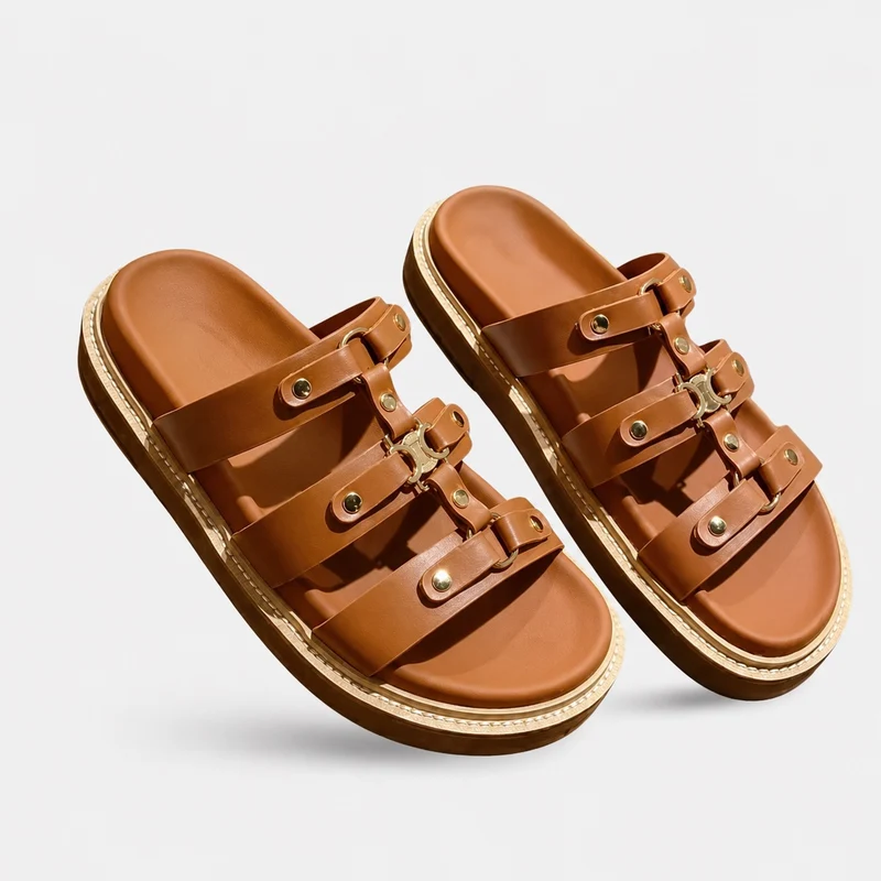 Chic Summer Flat Sandals with Multi-Straps in Retro Style
