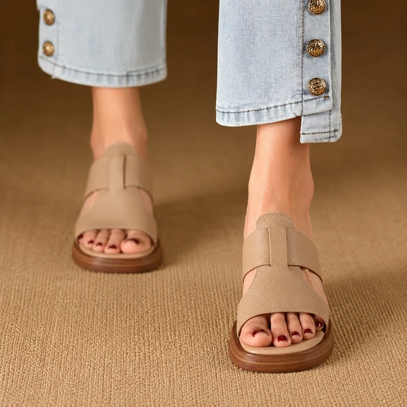 Vintage Style Square Heel Sandals