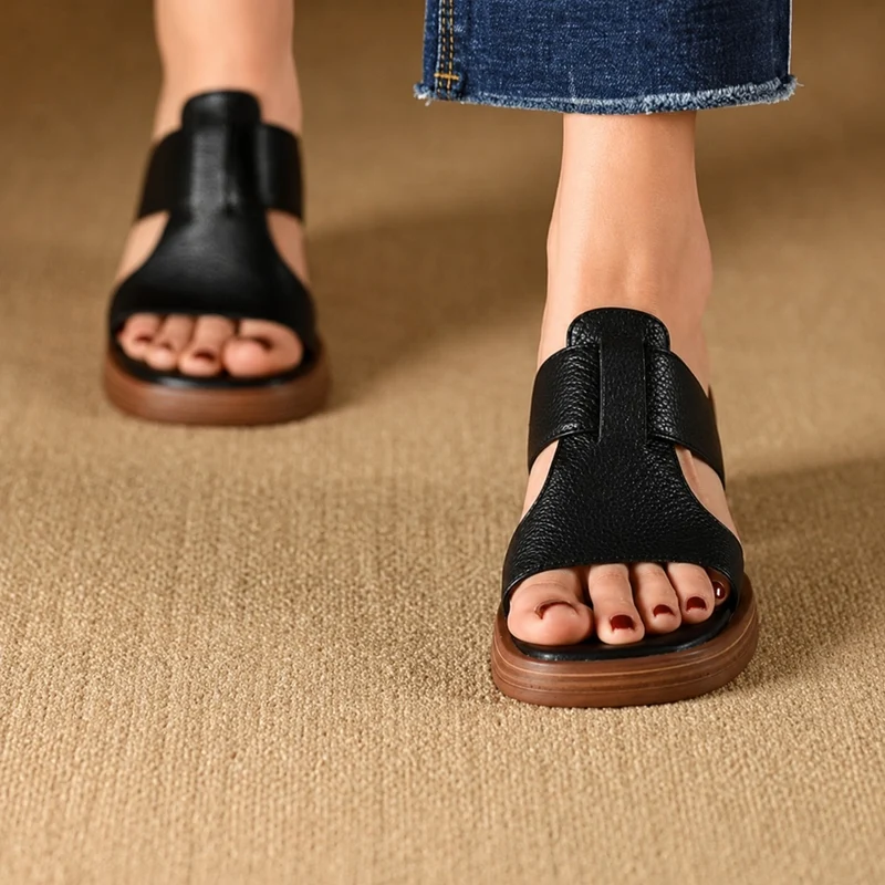 Vintage Style Square Heel Sandals